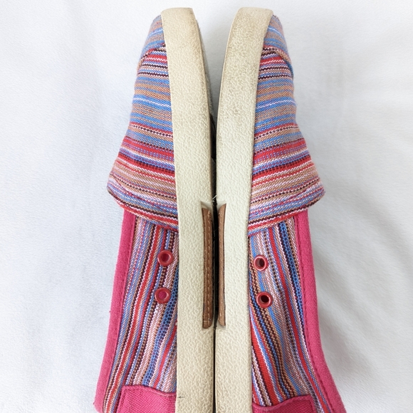 Tom's Avalon Raspberry Striped Woven Slip On Shoes - Picture 6 of 8